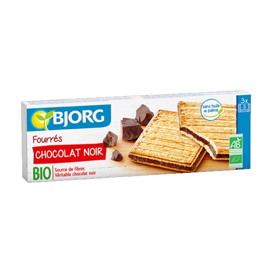 Bjorg Μπισκότα Ολικής γεμιστά με Mαύρη Σοκολάτα 150gr