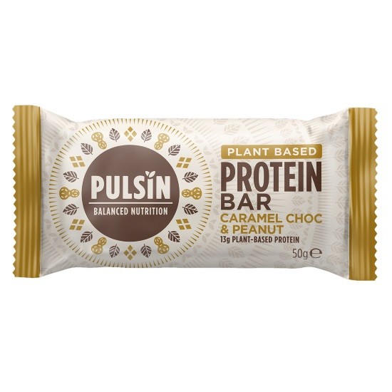 Pulsin Μπάρα Πρωτεΐνης με Καραμέλα, Σοκολάτα & Φυστίκι 50gr